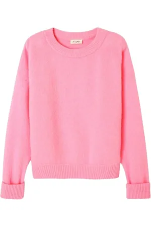 American Vintage Femme, Pulls, Rose, Taille: 36 FR Pull à Col Bateau à Manches Longues