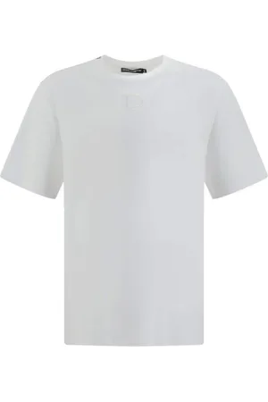 Dolce & Gabbana Homme, Tops, Blanc, Taille: M T-shirt en Coton avec Logo Brodé