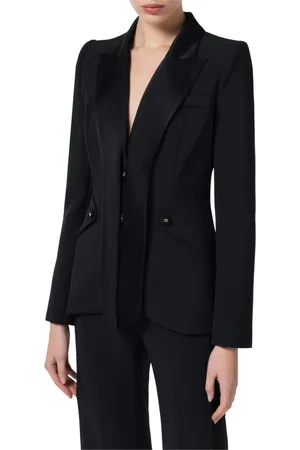 Elisabetta Franchi Femme, Vestes, Noir, Taille: 40 FR Veste de smoking noire avec revers en satin
