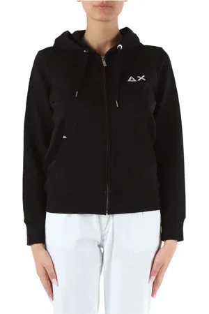 sun68 Femme, Sweatshirts et sweats à capuche, Noir, Taille: 38 FR Sweat à capuche zippé en mélange de coton