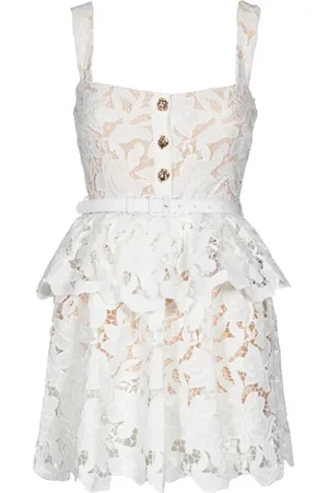 Self-Portrait Femme, Robes, Blanc, Taille: 38 FR Robe Blanche à Boutons et Ceinture