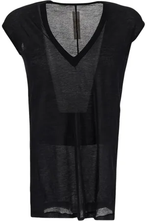 Rick Owens Homme, Tops, Noir, Taille: S Élégant Deep V Neck T-Shirt