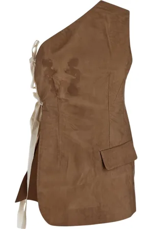 UMA WANG Femme, Tops, Brun, Taille: 40 FR Gilet Asymétrique pour Femme