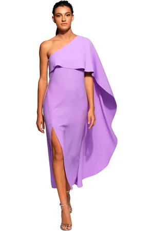 MOSKADA Femme, Robes, Violet, Taille: 42 FR Robe Midi Lilas Asymétrique avec Cape