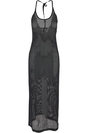 Courrèges Femme, Robes, Noir, Taille: 38 FR Robe Dos en Maille avec Logo