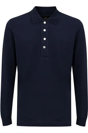 Dunhill Homme, Tops, Bleu, Taille: M Polo en Cachemire Bleu à Manches Longues