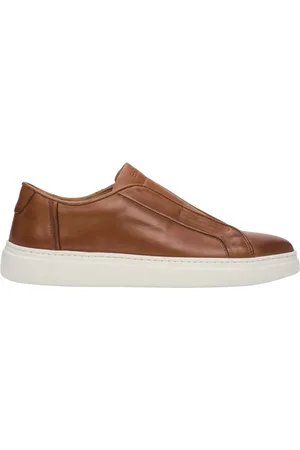 Estro Homme, Chaussures, Brun, Taille: 45 EU Baskets basses marron pour hommes en cuir véritable italien
