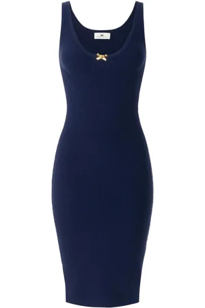 Elisabetta Franchi Femme, Robes, Bleu, Taille: 42 FR Robe Midi Bleue