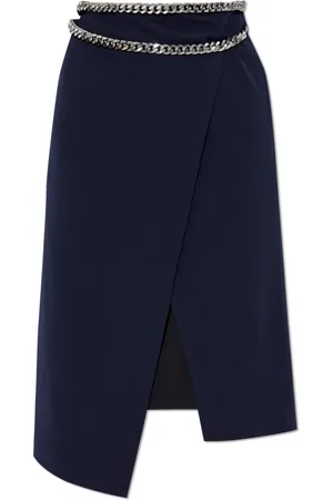 Stella McCartney Femme, Jupes, Bleu, Taille: 38 FR Falabella Chain Asymmetric Midi Skirt