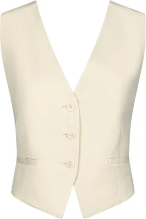 Dondup Femme, Vestes, Blanc, Taille: 38 FR Gilet sans Manches Élégant