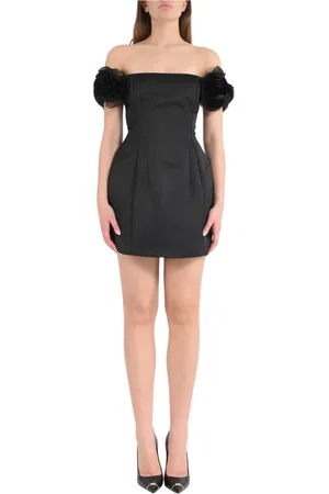 Elisabetta Franchi Femme, Robes, Noir, Taille: 46 FR Robe Duchesse avec Fleurs Appliquées