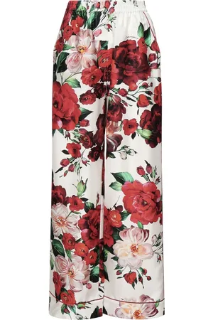 Dolce & Gabbana Femme, Pantalons, Vert, Taille: 36 FR Pantalon Taille Haute en Satin de Soie