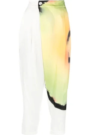 Issey Miyake Femme, Pantalons, Multicolore, Taille: 40 FR Pantalon Court à Imprimé Abstrait
