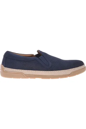 BALDININI Homme, Chaussures, Bleu, Taille: 42 1/2 EU perforated nubuck slipper