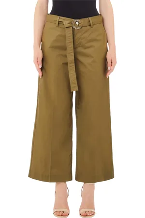 Liu Jo Femme, Pantalons, Vert, Taille: W26 Pantalon cropped à ceinture régulière