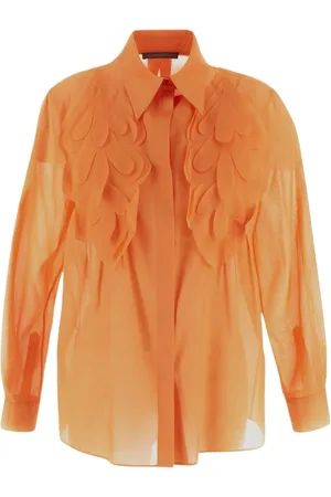 Alberta Ferretti Femme, Blouses et Chemises, Brun, Taille: 38 FR Chemisier à volants pour un look élégant