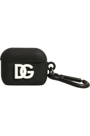 Dolce & Gabbana Unisex, Accessoires, Noir, Taille: ONE Size Étui Airpods en silicone noir avec logo en relief
