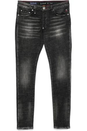 Philipp Plein Homme, Jeans, Noir, Taille: W32 Jean Racing Club Noir Fermeture à Bouton