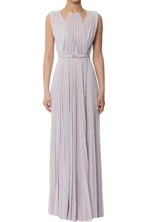 Elisabetta Franchi Femme, Robes, Violet, Taille: 38 FR Robe en Jersey avec Détail en Métal Doré