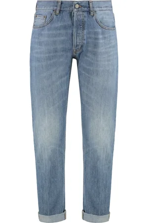 Dondup Homme, Jeans, Bleu, Taille: W34 Jean Coupe Droite avec Détails Métalliques
