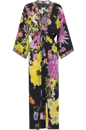Camilla Femme, Robes, Multicolore, Taille: 38 FR Robe en Soie avec Détail de Cordon de Serrage