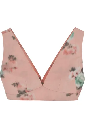 Serafini Femme, Tops, Rose, Taille: 40 FR Haut Court Floral avec Bretelles Larges