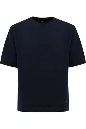 Dunhill Homme, Tops, Bleu, Taille: M T-Shirt en Coton Piqué Bleu