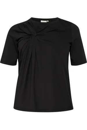 Kaffe Femme, Tops, Noir, Taille: 38 FR T-shirt noir profond avec détail de