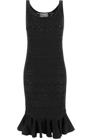 Des Phemmes Femme, Robes, Noir, Taille: 40 FR Robe Midi en Tricot avec Bretelles Fines