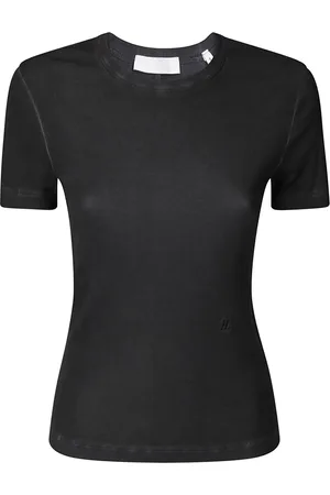Helmut Lang Femme, Tops, Noir, Taille: 38 FR T-shirt en coton à col rond et coupe slim