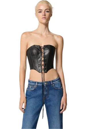 John Richmond Femme, Tops, Noir, Taille: 36 FR Corset en cuir noir avec lacets