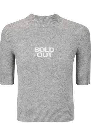 Sportmax Femme, Pulls, Gris, Taille: 36 FR Pull à col rond avec inscription sur le devant