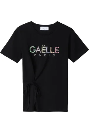 GAËLLE Femme, Tops, Noir, Taille: 38 FR T-shirt Noir avec Logo Strass