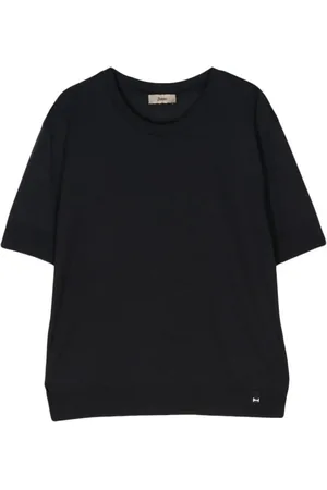 HERNO Femme, Tops, Bleu, Taille: 40 FR Haut en Tricot à Manches Courtes Marine