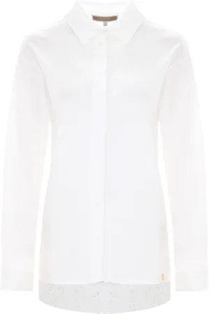 Kocca Femme, Blouses et Chemises, Blanc, Taille: 38 FR Chemise à manches longues en coton élastiqué