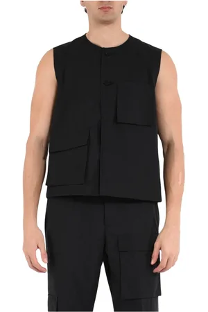 COSTUMEIN Homme, Vestes, Noir, Taille: 2XL Gilet en Coton à Poches Multiples