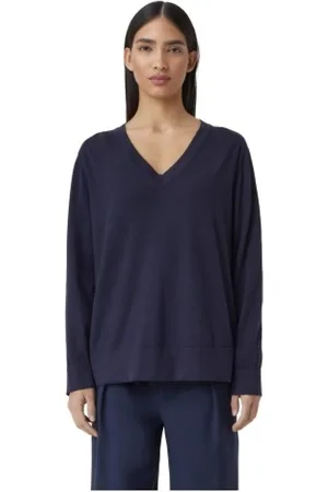 Closed Femme, Pulls, Bleu, Taille: 42 FR Pull en coton et cachemire à col en V