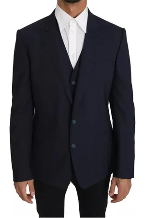 Dolce & Gabbana Homme, Vestes, Bleu, Taille: L Blazer Gilet Martini en Laine Bleue