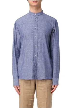 Manuel Ritz Homme, Chemises, Bleu, Taille: XL Chemise Coréenne en Lin Coton