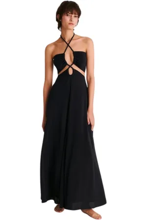 ERES Femme, Robes, Noir, Taille: 38 FR Robe Longue avec Bretelles Torsadées et Découpes