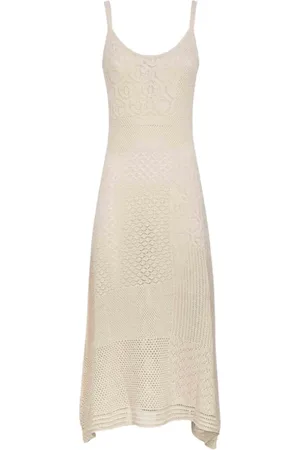 AKEP Femme, Robes, Blanc, Taille: 40 FR Robe midi en dentelle à bretelles fines
