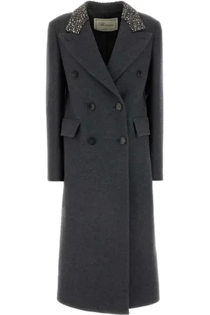 BLUMARINE Femme, Manteaux, Gris, Taille: 38 FR Manteau en laine avec broderie