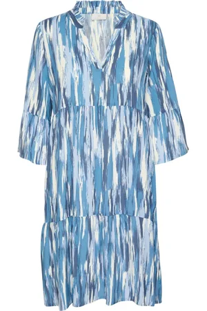 Kaffe Femme, Robes, Multicolore, Taille: 38 FR Robe Bleue à Imprimé Abstrait Style Kaarina