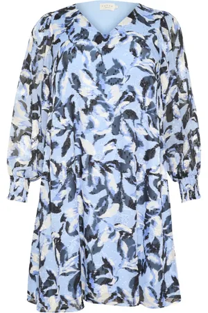 Kaffe Femme, Robes, Bleu, Taille: 52 FR Robe Bleue à Imprimé Fleuri