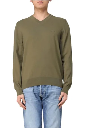 HUGO BOSS Homme, Pulls, Vert, Taille: M Pull col en V en coton