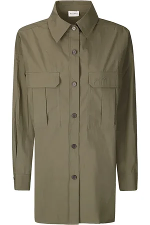 P.A.R.O.S.H. Femme, Blouses et Chemises, Vert, Taille: 40 FR Chemise verte en tissu technique avec logo