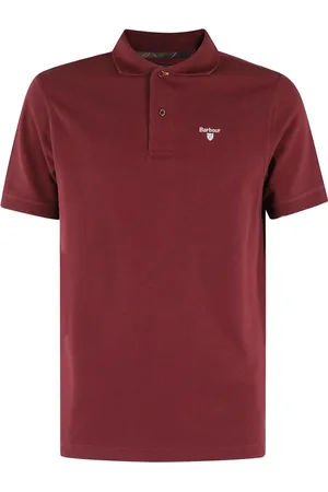 Barbour Homme, Tops, Rouge, Taille: 3XL Polo en Coton Bordeaux avec Logo Brodé