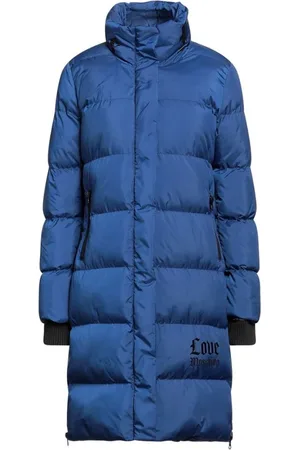 Moschino Femme, Manteaux, Bleu, Taille: 42 FR Doudoune Longue lgante avec Dtail Logo