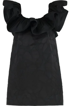 Elisabetta Franchi Femme, Robes, Noir, Taille: 38 FR Robe Mini en Jacquard Floral Volanté