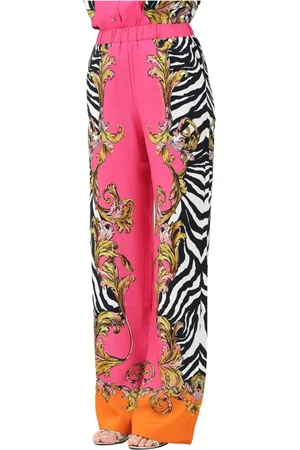 VERSACE Femme, Pantalons, Multicolore, Taille: 38 FR Pantalon à motif baroque et zèbre